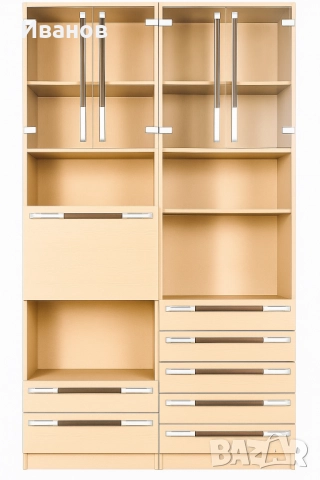 РАЗПРОДАЖБА - 40€. Два Компактни Модула за Дневна стая в цвят Млечен Дъб/Бук