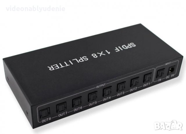 1X8 SPDIF Splitter TOSLINK Оптичен Сплитер за Цифрово Оптично Аудио 1Вход 8Изход LPCM2 DTS Dolby-AC3, снимка 3 - Ресийвъри, усилватели, смесителни пултове - 27564464