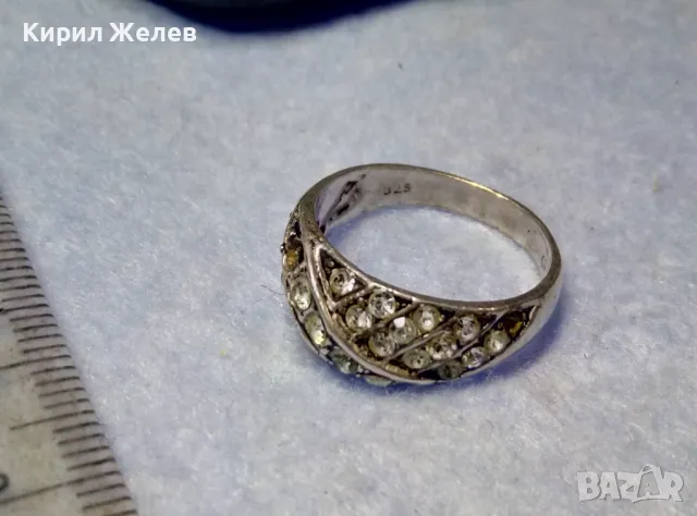 СТАР СКЪПОЦЕНЕН СРЕБЪРЕН ПРЪСТЕН СРЕБРО 925 с ИСКРЯЩИ ФАСЕТИРАНИ ЦИРКОНИ 48652, снимка 3 - Пръстени - 50354713
