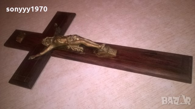 МАСИВЕН КРЪСТ С ИСУС-ВНОС АНГЛИЯ-40Х22СМ, снимка 4 - Колекции - 27436182