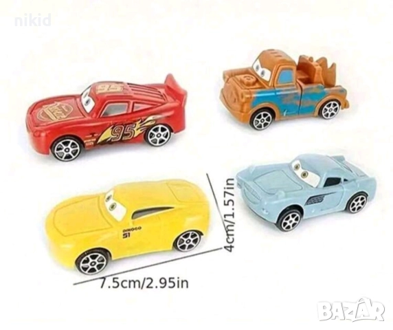 4 бр Макуин Маккуин колите McQueen cars пластмасови колички фигурки играчки за игра и торта, снимка 5 - Коли, камиони, мотори, писти - 51593873