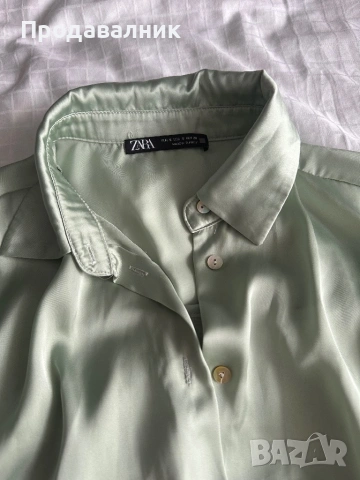 Риза от сатен и седефени копчета ZARA