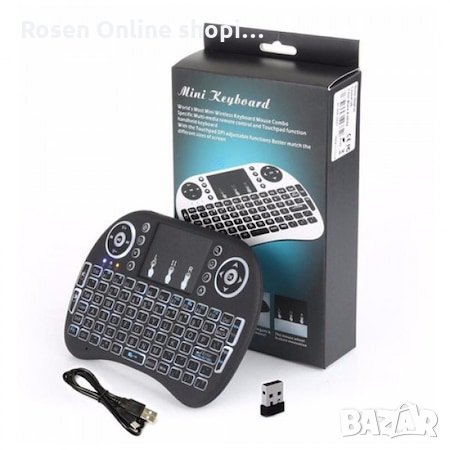 Безжична Мини клавиатура с тъчпад OEM Светеща Wireless WIFI  keyboard Li-ion Battery, снимка 2 - Клавиатури и мишки - 33343527