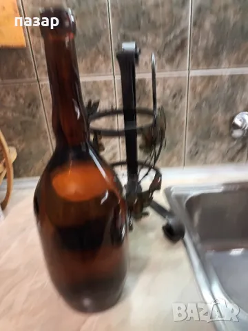 Ковано желязо стойка със шише3 литра вместимост, снимка 6 - Антикварни и старинни предмети - 48968846