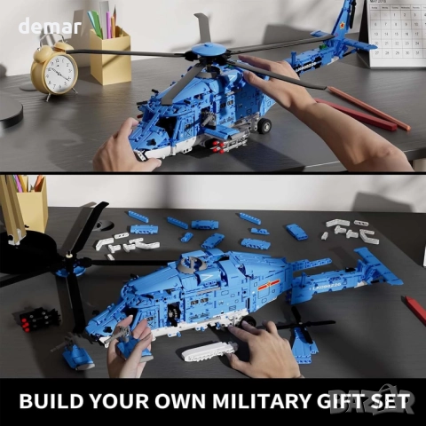 QLT QIAOLETONG Комплект за изграждане на военен хеликоптер, 1711 части, снимка 3 - Конструктори - 52636914