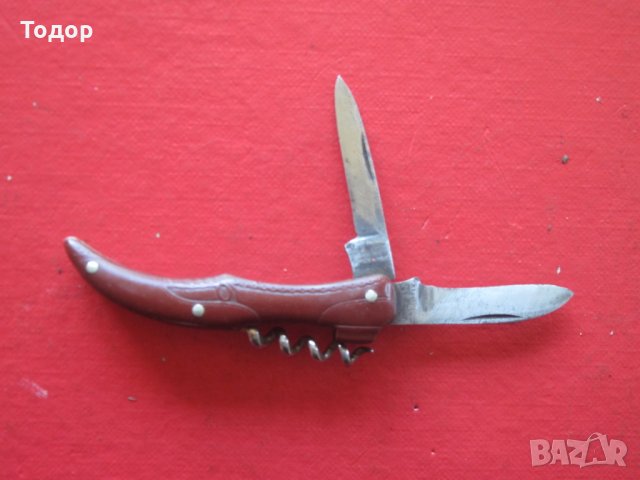 Уникален немски  нож дамско краче сойка бакелит ножче, снимка 4 - Ножове - 26273245