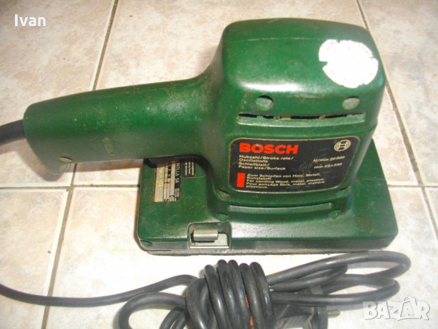 ЗА РЕМОНТ-ЗА ЧАСТИ-Bosch PSS230-Швейцарски Виброшлайф-Бош-Правоъгълен-150 Вата-93х230мм, снимка 8 - Други инструменти - 33162145
