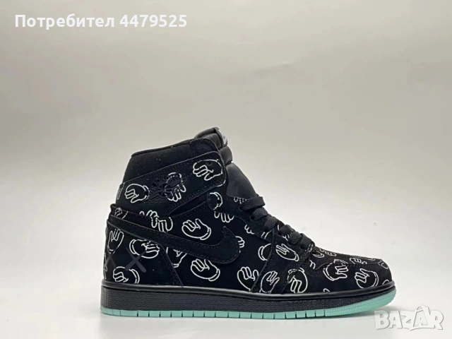 Оригинални мъжки маратонки Kaws x Nike Air Jordan 1 High black, снимка 6 - Кецове - 53331681
