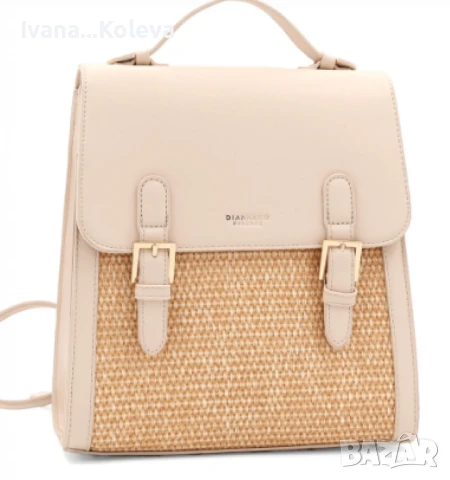 Кокетна дамска раничка, със сламени детайли, снимка 1