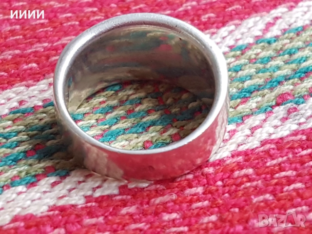Сребърен пръстен халка с камъни , снимка 2 - Пръстени - 52813835