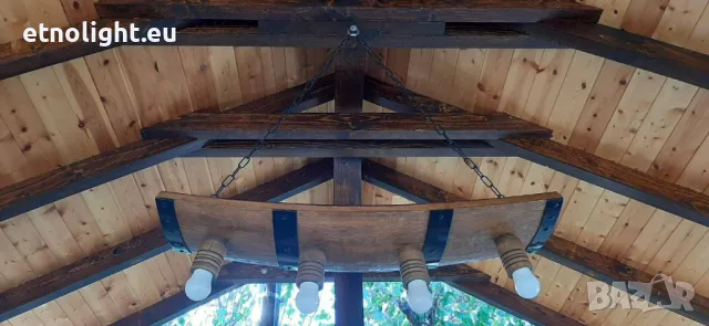 	Полилеи от автентични рестарирани бъчви с 4 ръчно изработени дървени чашки, снимка 2 - Полилеи - 49004242