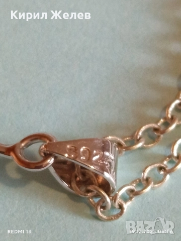 Сребърно колие с висулка с абстрактен дизайн и диамант финно много красиво Бижу 27268, снимка 9 - Колиета, медальони, синджири - 52844581