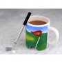 Чаша за кафе и игра на голф с топче и стик (химикал), снимка 1 - Подаръци за рожден ден - 38002796