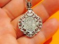 Сребърна икона, амулет, накит медальон с Богородица, Дева Мария - Панагия 30 мм - Богородица сребро, снимка 3