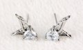 Сребърни Обеци Диамантени криле - 925 печат сребро BA216, снимка 2