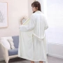 Дамски хотелски халат, класически, удобен, топъл, с връзки, мек, бял, снимка 3