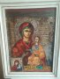 Икона. Картина на платно. Маслени бои. Дева Мария и Младенеца. Богородица. Исус Христос. Vintage, снимка 8