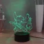 Стич 3D нощна лампа, аниме Stitch, USB,с дистанционно управление,16 цвята, 2 бр. 3Д представки, снимка 4