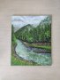 Маслена картина горски пейзаж Река в Рила , снимка 6