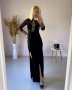 Дълга черна елегантна рокля с тюл и цепки, снимка 2