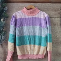 Цветен пуловер , снимка 3 - Блузи с дълъг ръкав и пуловери - 43571700