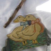 Закачалка, стар ДЪРВЕН пешкирник с  патки патка птица рисунка, снимка 3 - Други ценни предмети - 28946460
