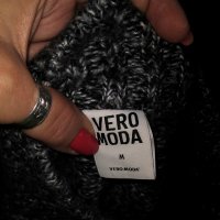 Памучен меланжен пуловер тип туника с поло яка "Vero Moda" ®, снимка 5 - Блузи с дълъг ръкав и пуловери - 26696634