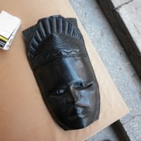 Голяма масивна маска абанос 30 / 16.5 см, снимка 9 - Антикварни и старинни предмети - 43370245