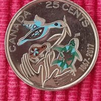 25 цента,150 години юбилей Канада,Кралица Елизабет ll. , снимка 2 - Нумизматика и бонистика - 38084004