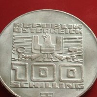 Сребърна монета 100 шилинга 1976г. Австрия 0.640 Инсбрук XII Зимни олимпийски игри 41419, снимка 6 - Нумизматика и бонистика - 43568327