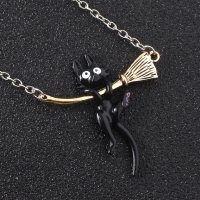 Колие японска черна котка с метла - чисто ново, снимка 3 - Колиета, медальони, синджири - 28070073