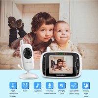 Бебефон с дистанционно Pan-Tilt-Zoom камера 3.2'' LCD екран Инфрачервено нощно виждане, 2-посочно ау, снимка 2 - Бебефони - 42958390