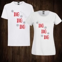 Коледни Тениски с щампа за двойки - мъжка тениска + дамска тениска, снимка 1 - Тениски - 26949449