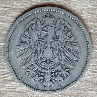 Германия 1 марка 1875 буква J  д17, снимка 2 - Нумизматика и бонистика - 33430867