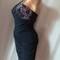 М Черна рокля на бюста с дантела с пайети , снимка 7 - Рокли - 37753933
