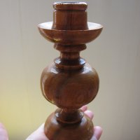 Дървен свещник малък, снимка 4 - Други ценни предмети - 35356893