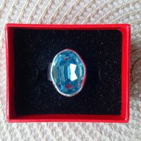 Сребърен пръстен със син камък, снимка 4 - Пръстени - 44014070