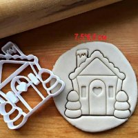 Зимна къщичка къща пластмасов резец форма фондан тесто бисквитки, снимка 1 - Форми - 26762518