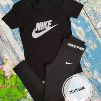 Nike pro дамска тениска + клин , снимка 4 - Тениски - 44900925