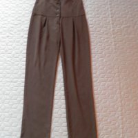Кафяв дамски панталон с висока талия М, снимка 1 - Панталони - 26644635