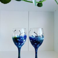 Две ръчно рисувани чаши морска тема ,цена за двете 20лв, снимка 1 - Декорация за дома - 34917627