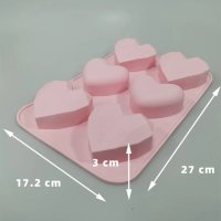 6 бр гладко и диамантено диамантени сърца сърце силиконов молд форма шоколад гипс сапун, снимка 3 - Форми - 43426185