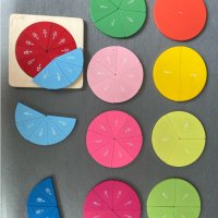 Фракционен диск. Fraction disc Дървена игра геометрия за деления и обучение, снимка 4 - Образователни игри - 36584842