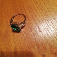 Посребрен дамски пръстен със зелен камък, фини кралски бижута със цирконии  , снимка 13 - Пръстени - 17414209