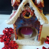 Цветна порцеланова къщичка-свещник, снимка 4 - Коледни подаръци - 27138429