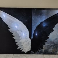 Светеща картина с LED осветление - черно-бели крила , снимка 2 - Картини - 40371500