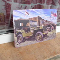 Метална табела кола военен джип камион знаме война войници, снимка 2 - Колекции - 44847794
