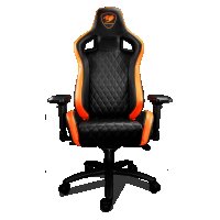 Геймърски стол COUGAR Armor S Ергономичен геймърски стол Черно - оранжев Дишащата PVC кожа, снимка 4 - Столове - 33391490