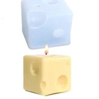 3d къб кубче квадрат сирене кашкавал силиконов молд форма фондан гипс смола шоколад свещ сапун, снимка 1 - Форми - 43690512