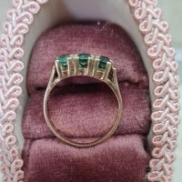 Дамски златен пръстен с изумруд , снимка 4 - Пръстени - 39529543